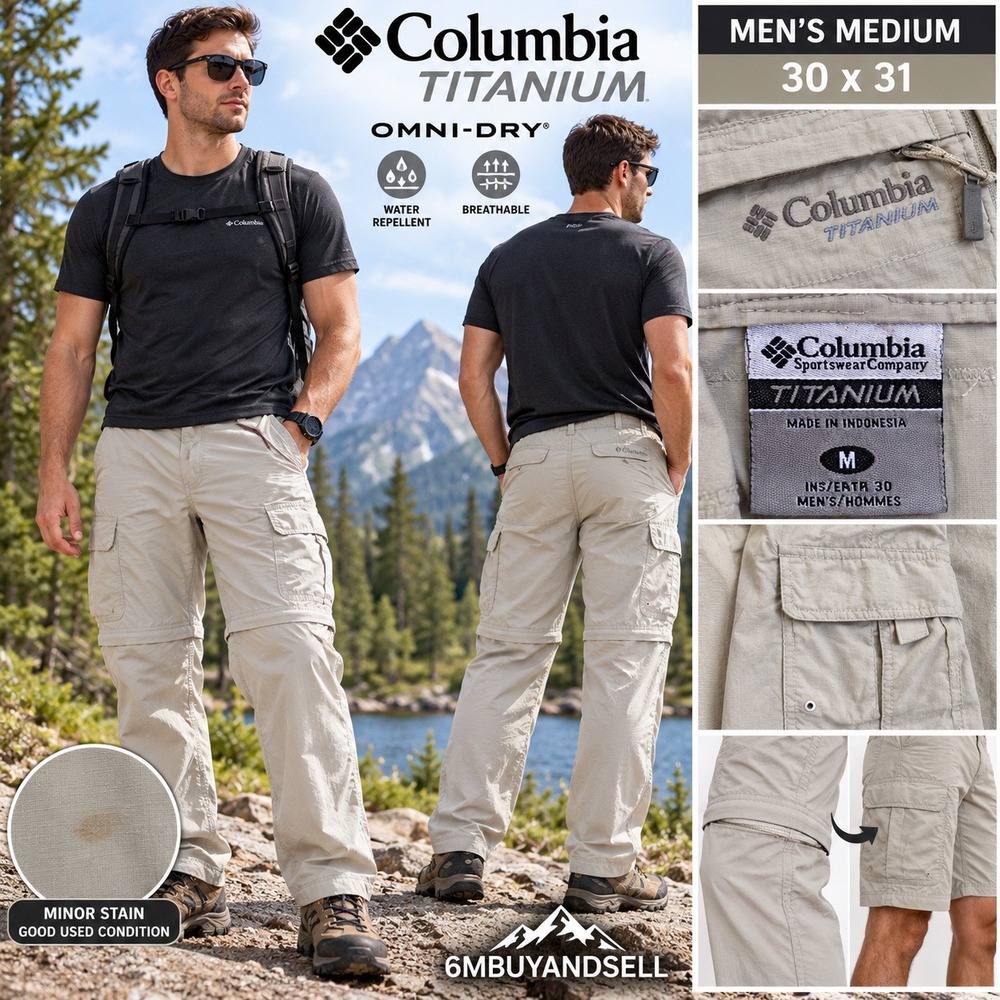 Columbia Titanium Omni-Dry Convertible Cargo Pants Mens Medium 30x31 Tan Khaki